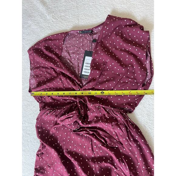 NWT Vix Paula Womens CoverUp Dress Burgundy SP Polka Dot Hermanny Cut Front Tie - Picture 15 of 16